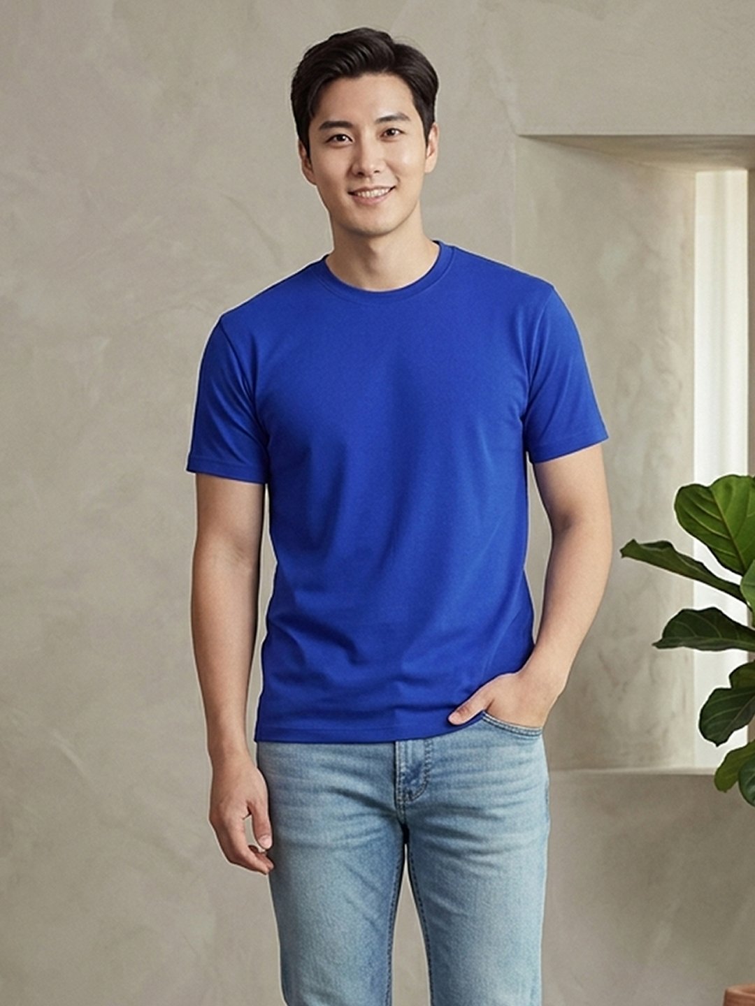 Men's regular fit t-shirt with classic round neck, short sleeves and comfortable design suitable for everyday casual outfits.