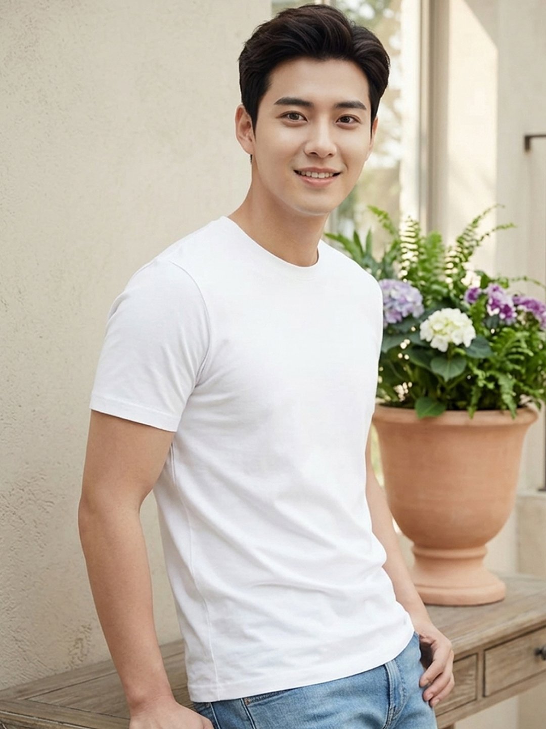 Men's regular fit t-shirt with classic round neck, short sleeves and comfortable design suitable for everyday casual outfits.