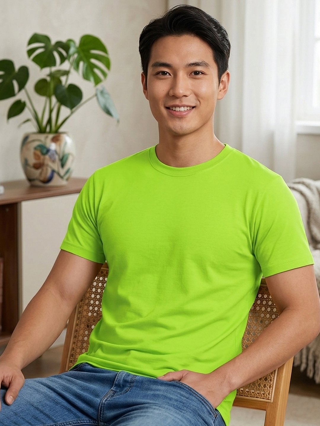 Men's regular fit casual t-shirt with round neckline, short sleeves and comfortable construction for versatile everyday outfits.