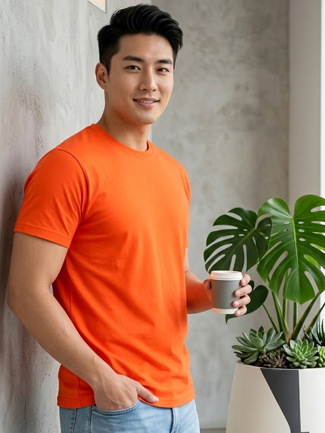 Men's regular fit casual t-shirt with round neckline, short sleeves and comfortable construction for versatile everyday outfits.