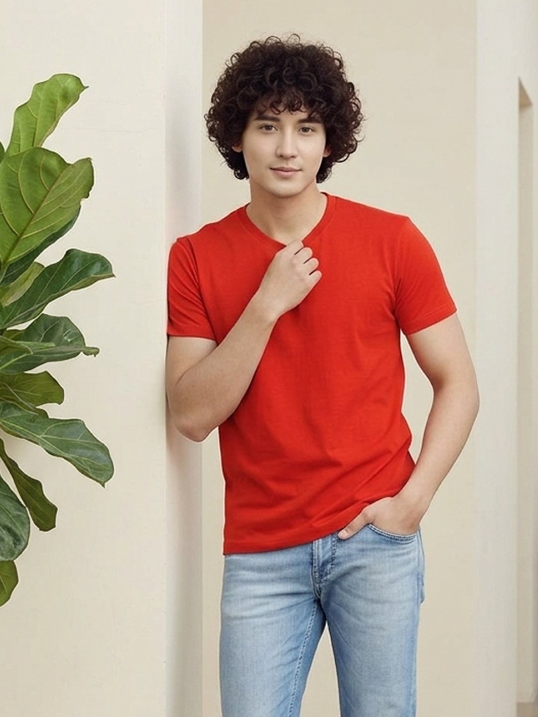 Men's regular fit casual t-shirt with round neckline, short sleeves and comfortable construction for versatile everyday outfits.