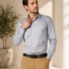 Men's formal-casual shirt with long sleeves, button front and classic collar, suitable for office wear and casual occasions.