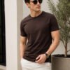 Men's basic crew neck t-shirt with short sleeves, regular fit and comfortable styling for everyday casual occasions.