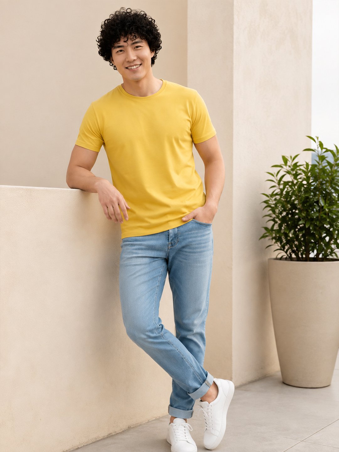 Men's basic crew neck t-shirt with short sleeves, regular fit and comfortable styling for everyday casual occasions.