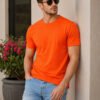 Men's basic crew neck t-shirt with short sleeves, regular fit and comfortable styling for everyday casual occasions.