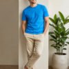 Dfnk Falcons Firozi Men's round neck casual t-shirt with short sleeves and relaxed regular fit, suitable for daily wear and outings.
