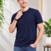 Dfnk Falcons Navy-Blue Men's round neck casual t-shirt with short sleeves and relaxed regular fit, suitable for daily wear and outings.
