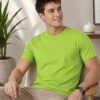 Dfnk Falcons Neon-Green Men's round neck casual t-shirt with short sleeves and relaxed regular fit, suitable for daily wear and outings.