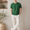 Dfnk Falcons Parrot-Green Men's round neck casual t-shirt with short sleeves and relaxed regular fit, suitable for daily wear and outings.