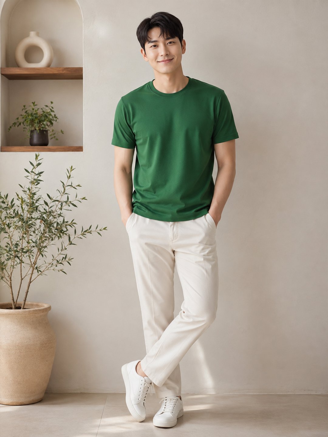 Men's round neck casual t-shirt with short sleeves and relaxed regular fit, suitable for daily wear and outings.