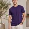 Dfnk Falcons Purple Men's round neck casual t-shirt with short sleeves and relaxed regular fit, suitable for daily wear and outings.
