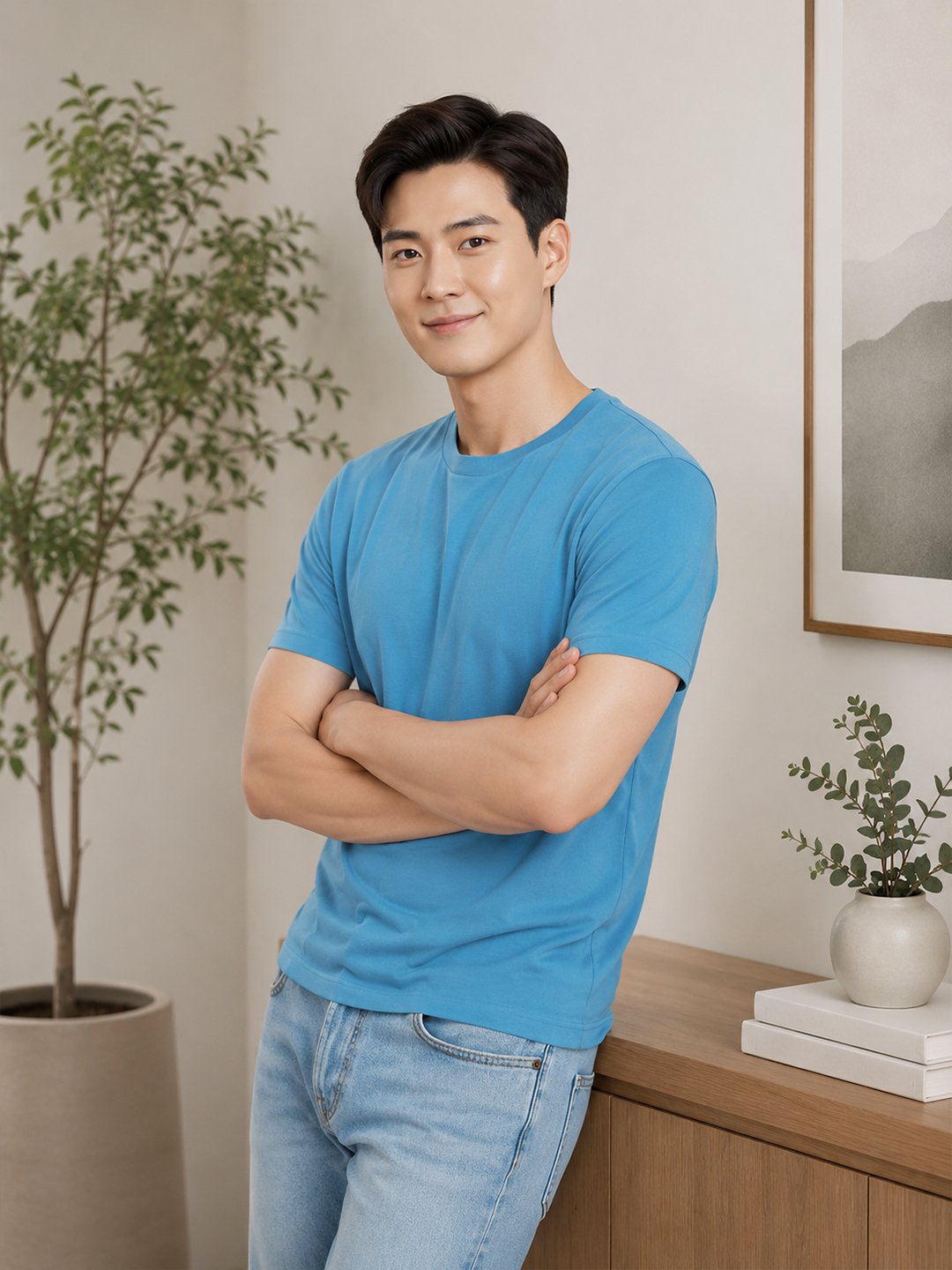 Dfnk Falcons Sky-Blue Men's round neck casual t-shirt with short sleeves and relaxed regular fit, suitable for daily wear and outings.