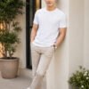 Dfnk Falcons White Men's round neck casual t-shirt with short sleeves and relaxed regular fit, suitable for daily wear and outings.