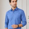 Dfnk George Egyptian Blue Smart everyday shirt with long sleeves and classic collar, featuring a practical chest pocket for versatile styling.