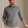 Dfnk George Smoke Grey Smart everyday shirt with long sleeves and classic collar, featuring a practical chest pocket for versatile styling.