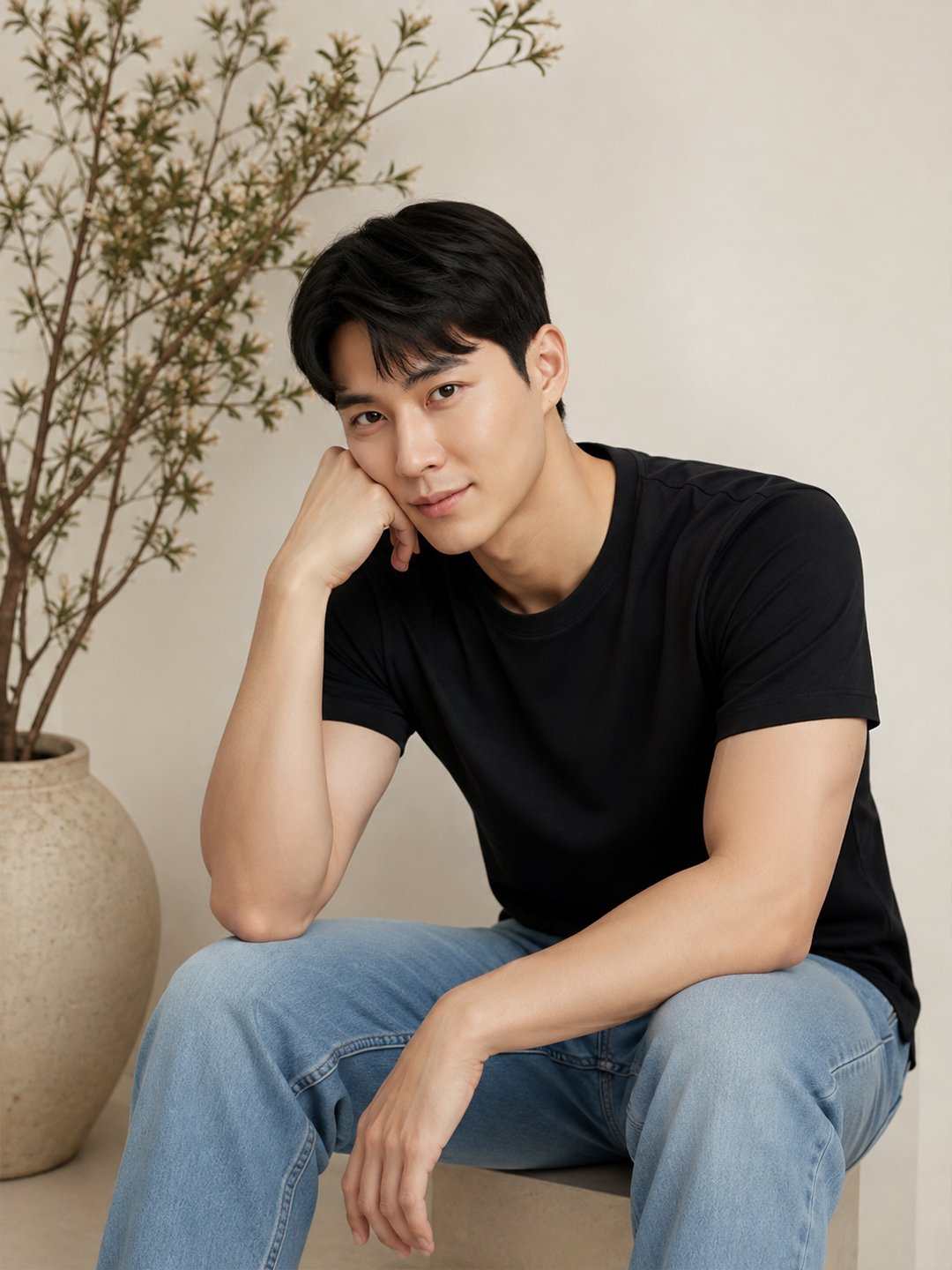 Men's round neck casual t-shirt with short sleeves, regular fit and clean design, perfect for everyday wardrobe styling.