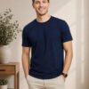 Men's round neck casual t-shirt with short sleeves, regular fit and clean design, perfect for everyday wardrobe styling.