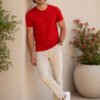 Men's round neck casual t-shirt with short sleeves, regular fit and clean design, perfect for everyday wardrobe styling.