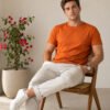 Men's casual short sleeve t-shirt featuring round neckline and regular fit, ideal for everyday wear and relaxed styling.