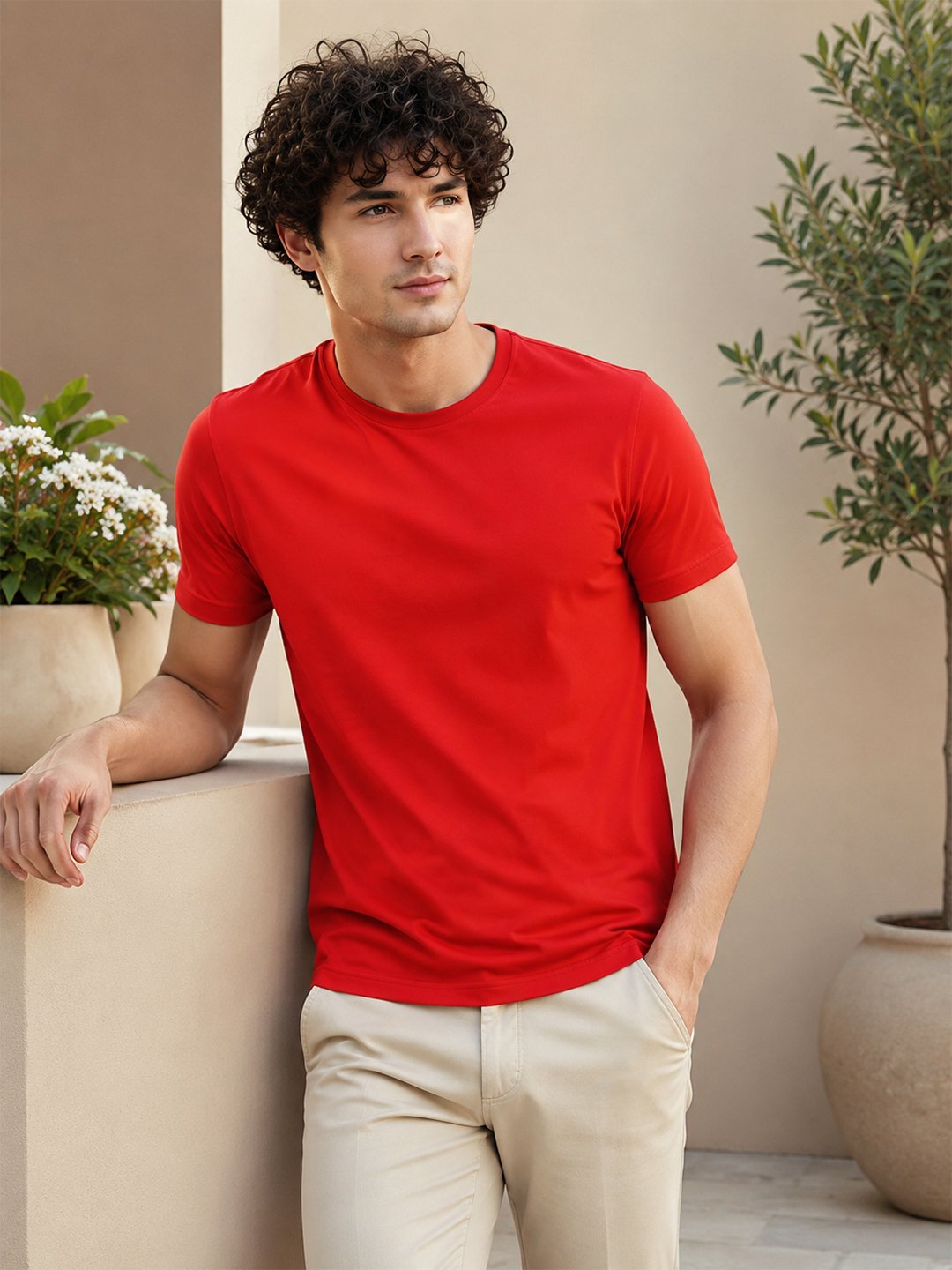 Men's casual short sleeve t-shirt featuring round neckline and regular fit, ideal for everyday wear and relaxed styling.