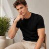 Casual men's t-shirt featuring a clean neckline, half sleeves and comfortable silhouette for relaxed everyday dressing and outings.