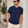 Casual men's t-shirt featuring a clean neckline, half sleeves and comfortable silhouette for relaxed everyday dressing and outings.