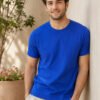 Casual men's t-shirt featuring a clean neckline, half sleeves and comfortable silhouette for relaxed everyday dressing and outings.