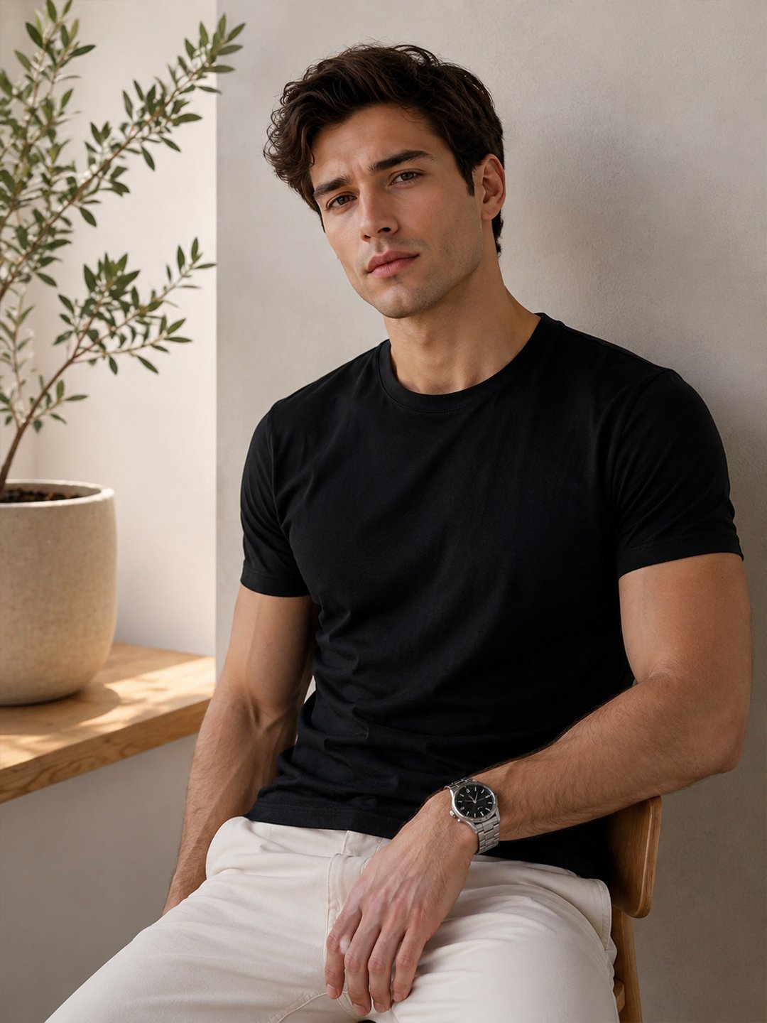 Men's versatile casual t-shirt featuring half sleeves, classic neckline and comfortable fit for modern everyday styling.