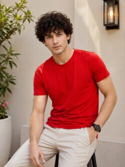 Men's versatile casual t-shirt featuring half sleeves, classic neckline and comfortable fit for modern everyday styling.