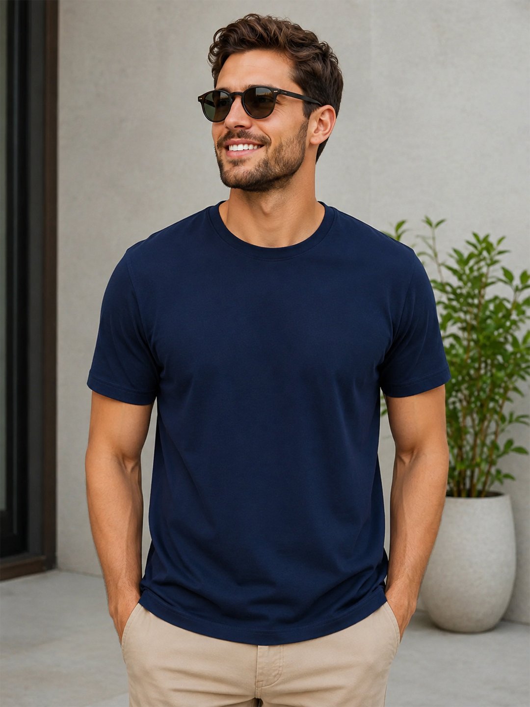 Everyday wear t-shirt with short sleeves and round neckline, offering comfortable styling for casual occasions and outings.