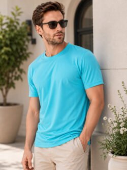 Everyday wear t-shirt with short sleeves and round neckline, offering comfortable styling for casual occasions and outings.