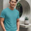 Dfnk Sports Aqua-Green Regular fit casual t-shirt with half sleeves and timeless neckline, suitable for relaxed outfits and everyday fashion.