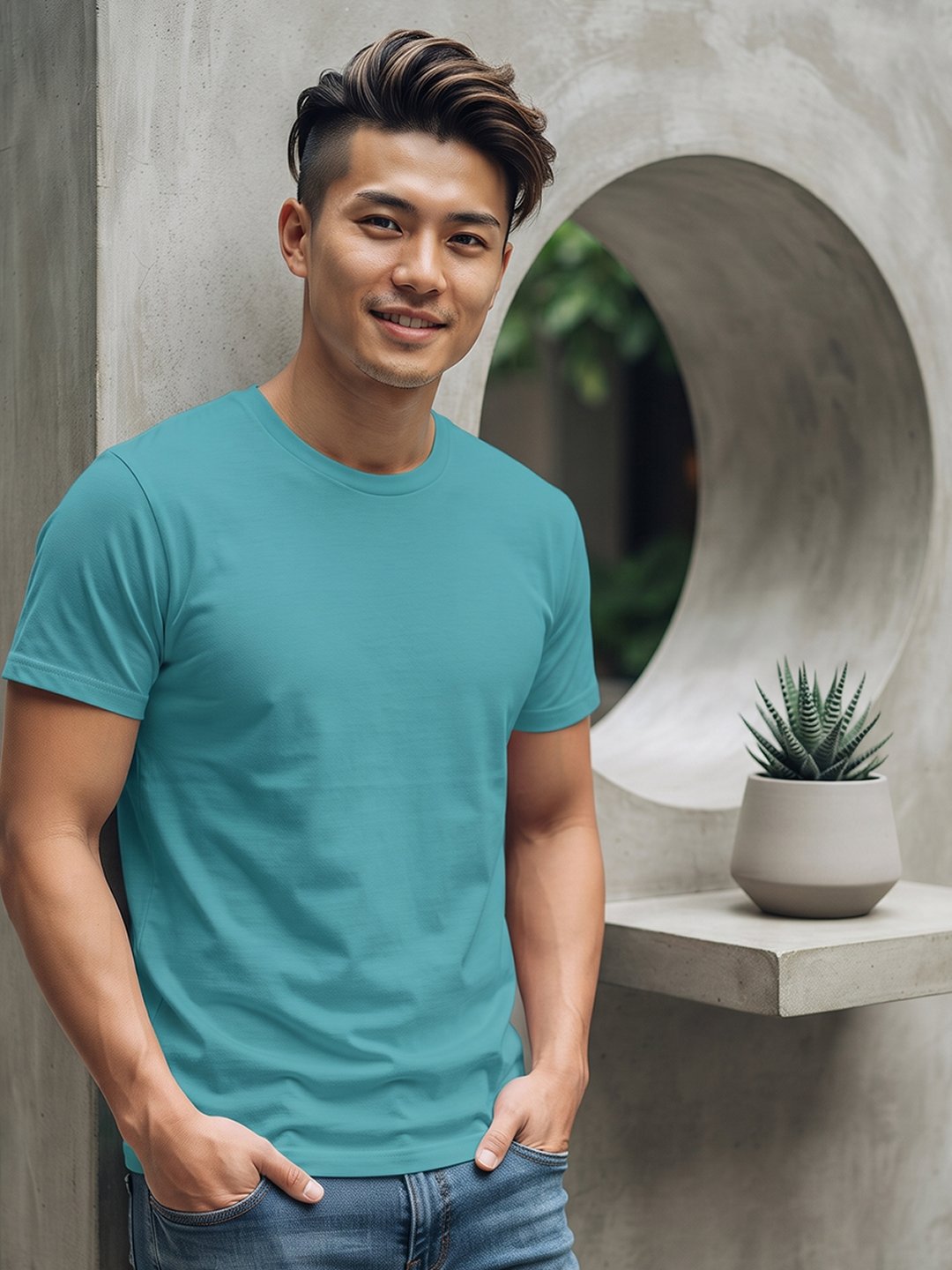 Dfnk Sports Aqua-Green Regular fit casual t-shirt with half sleeves and timeless neckline, suitable for relaxed outfits and everyday fashion.
