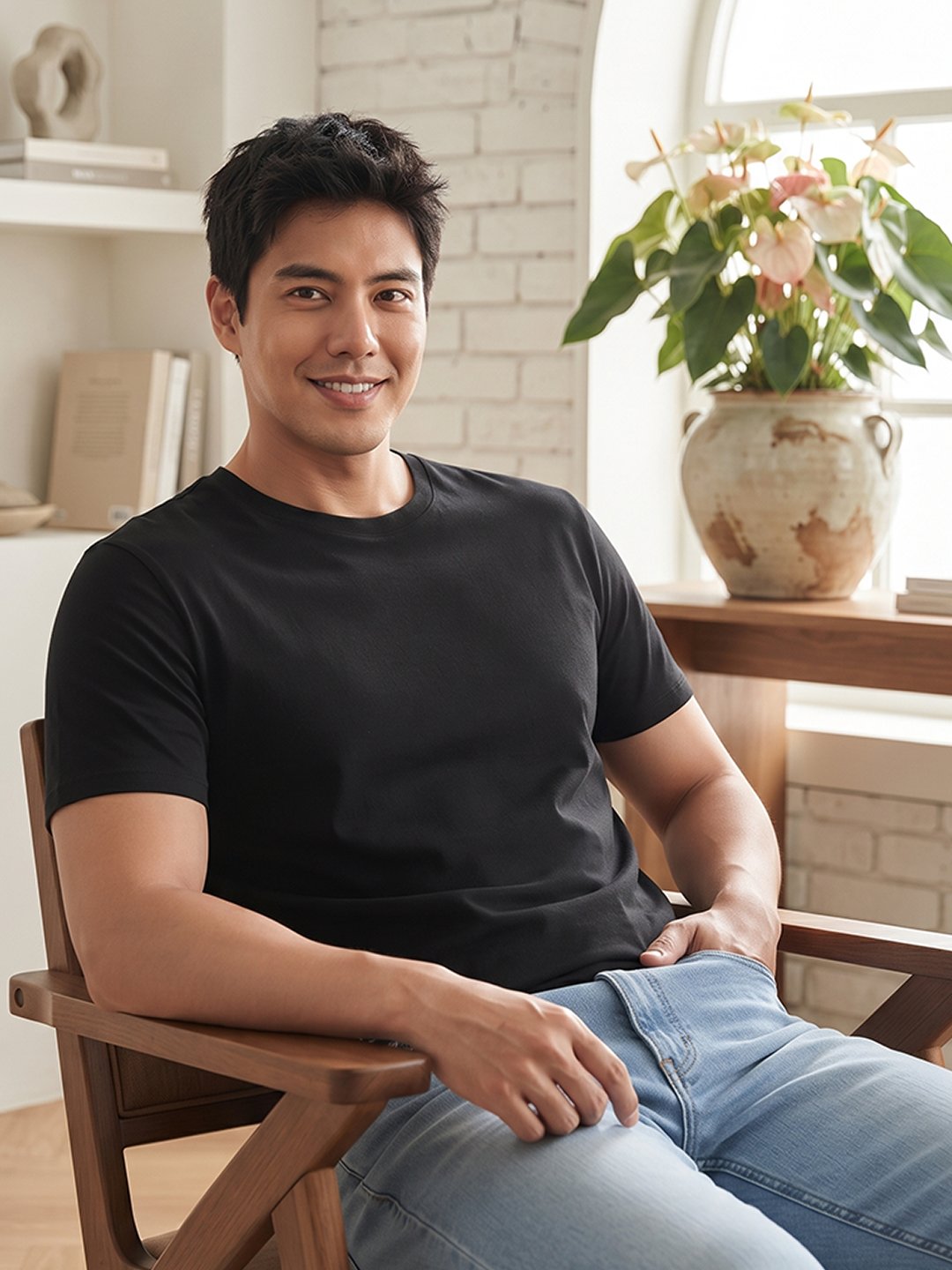Dfnk Sports Black Regular fit casual t-shirt with half sleeves and timeless neckline, suitable for relaxed outfits and everyday fashion.
