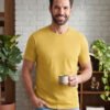 Dfnk Sports Yellow Regular fit casual t-shirt with half sleeves and timeless neckline, suitable for relaxed outfits and everyday fashion.