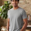 Dfnk Sports Melange-Grey Regular fit casual t-shirt with half sleeves and timeless neckline, suitable for relaxed outfits and everyday fashion.