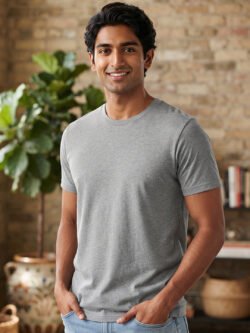Regular fit casual t-shirt with half sleeves and timeless neckline, suitable for relaxed outfits and everyday fashion.