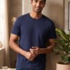 Dfnk Sports Navy-Blue Regular fit casual t-shirt with half sleeves and timeless neckline, suitable for relaxed outfits and everyday fashion.