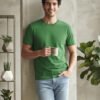 Dfnk Sports Parrot-Green Regular fit casual t-shirt with half sleeves and timeless neckline, suitable for relaxed outfits and everyday fashion.
