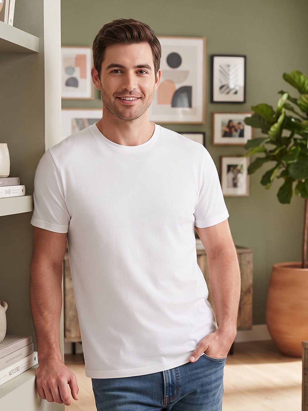 Dfnk Sports White Regular fit casual t-shirt with half sleeves and timeless neckline, suitable for relaxed outfits and everyday fashion.