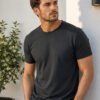 Regular fit casual t-shirt with short sleeves and simple neckline, perfect for creating relaxed everyday fashion outfits.