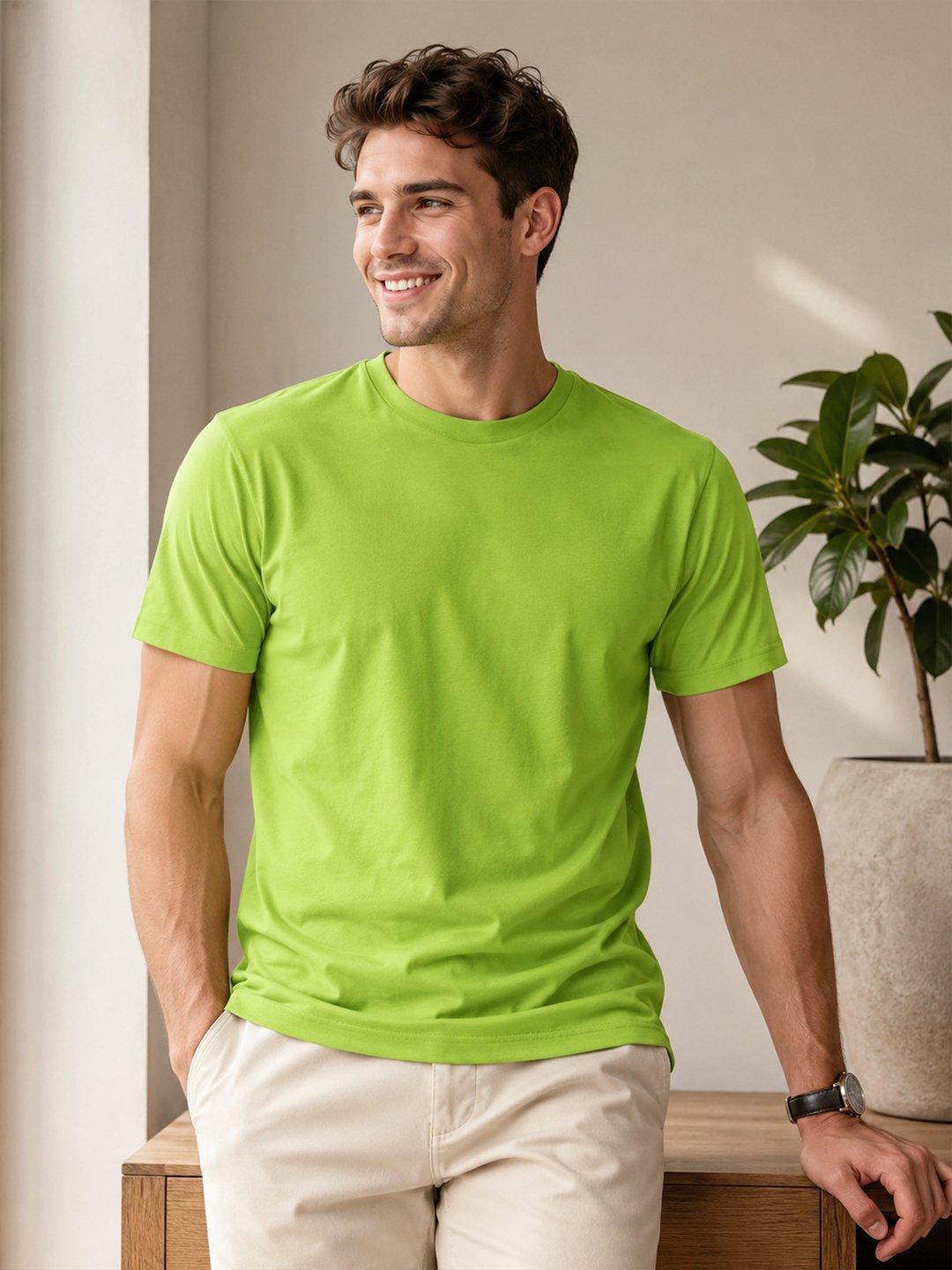 Regular fit casual t-shirt with short sleeves and simple neckline, perfect for creating relaxed everyday fashion outfits.