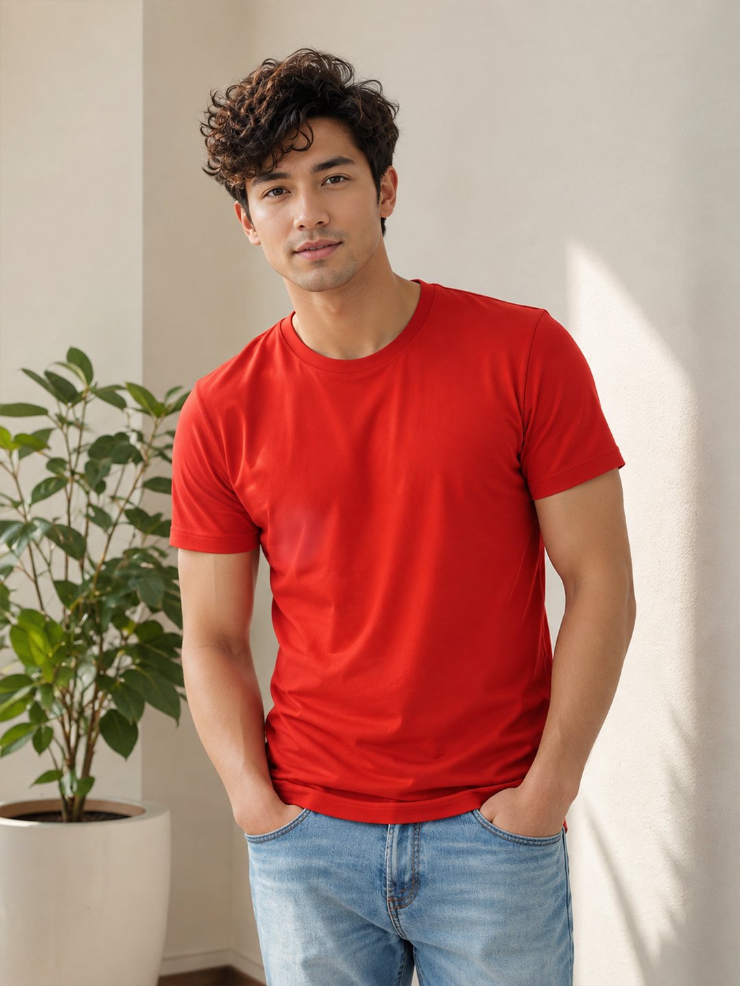 Regular fit casual t-shirt with short sleeves and simple neckline, perfect for creating relaxed everyday fashion outfits.