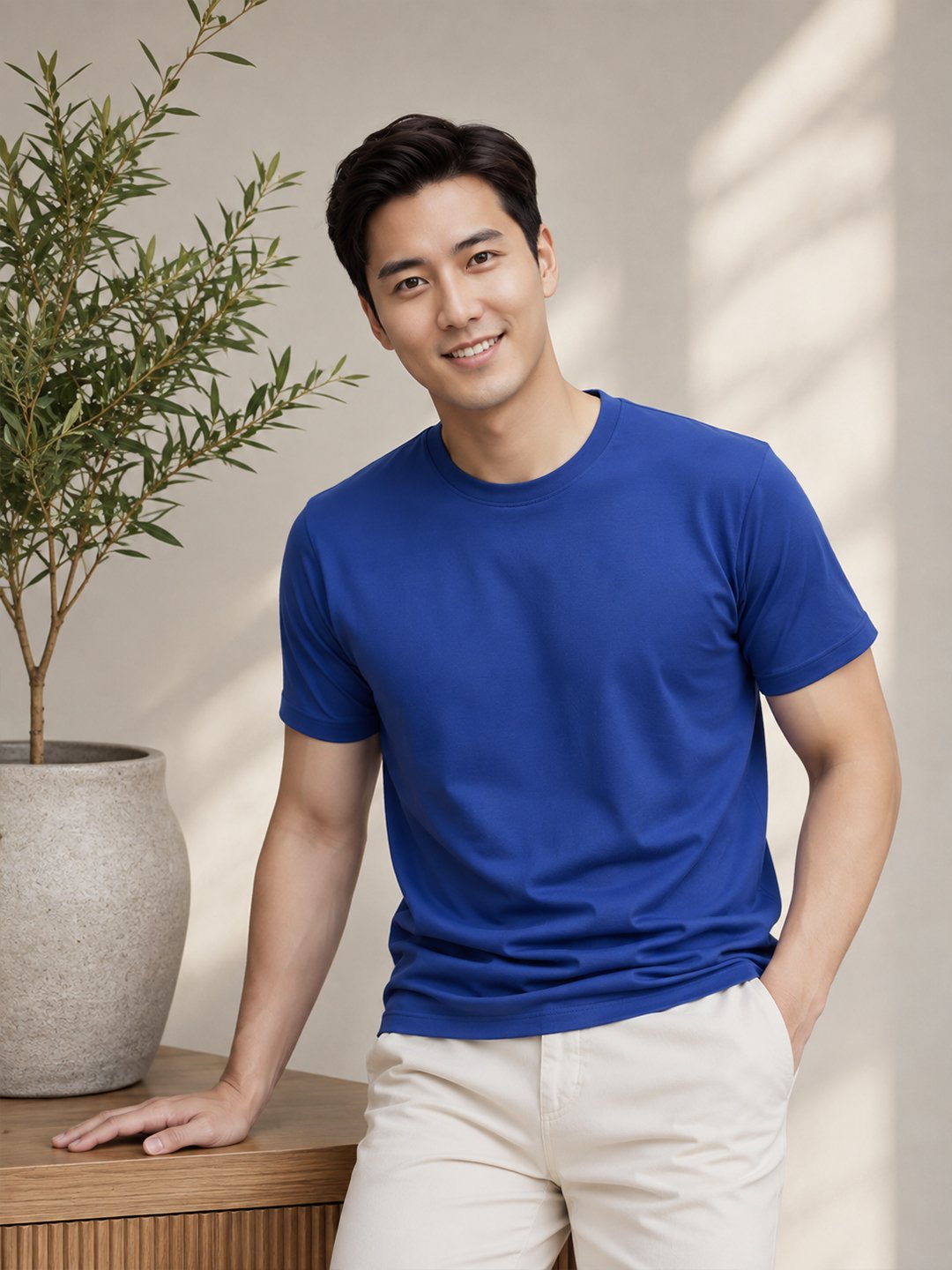 Regular fit casual t-shirt with short sleeves and simple neckline, perfect for creating relaxed everyday fashion outfits.