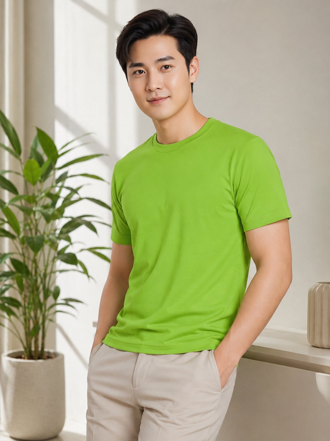Regular fit casual t-shirt with short sleeves and simple neckline, perfect for creating relaxed everyday fashion outfits.