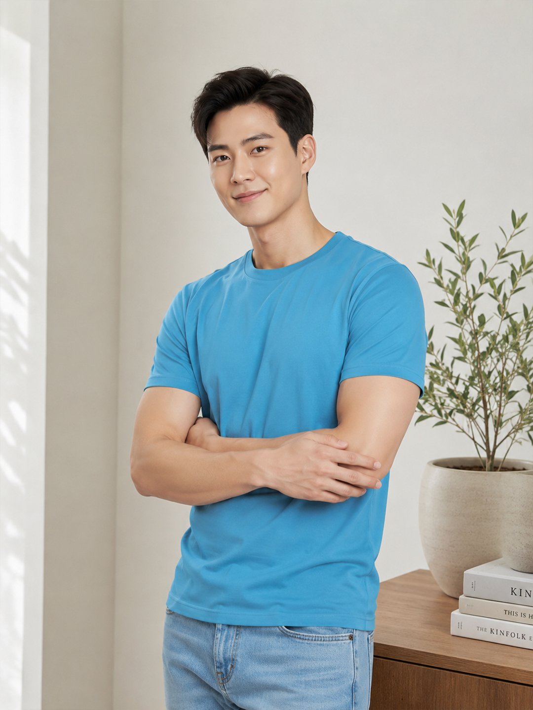 Regular fit casual t-shirt with short sleeves and simple neckline, perfect for creating relaxed everyday fashion outfits.