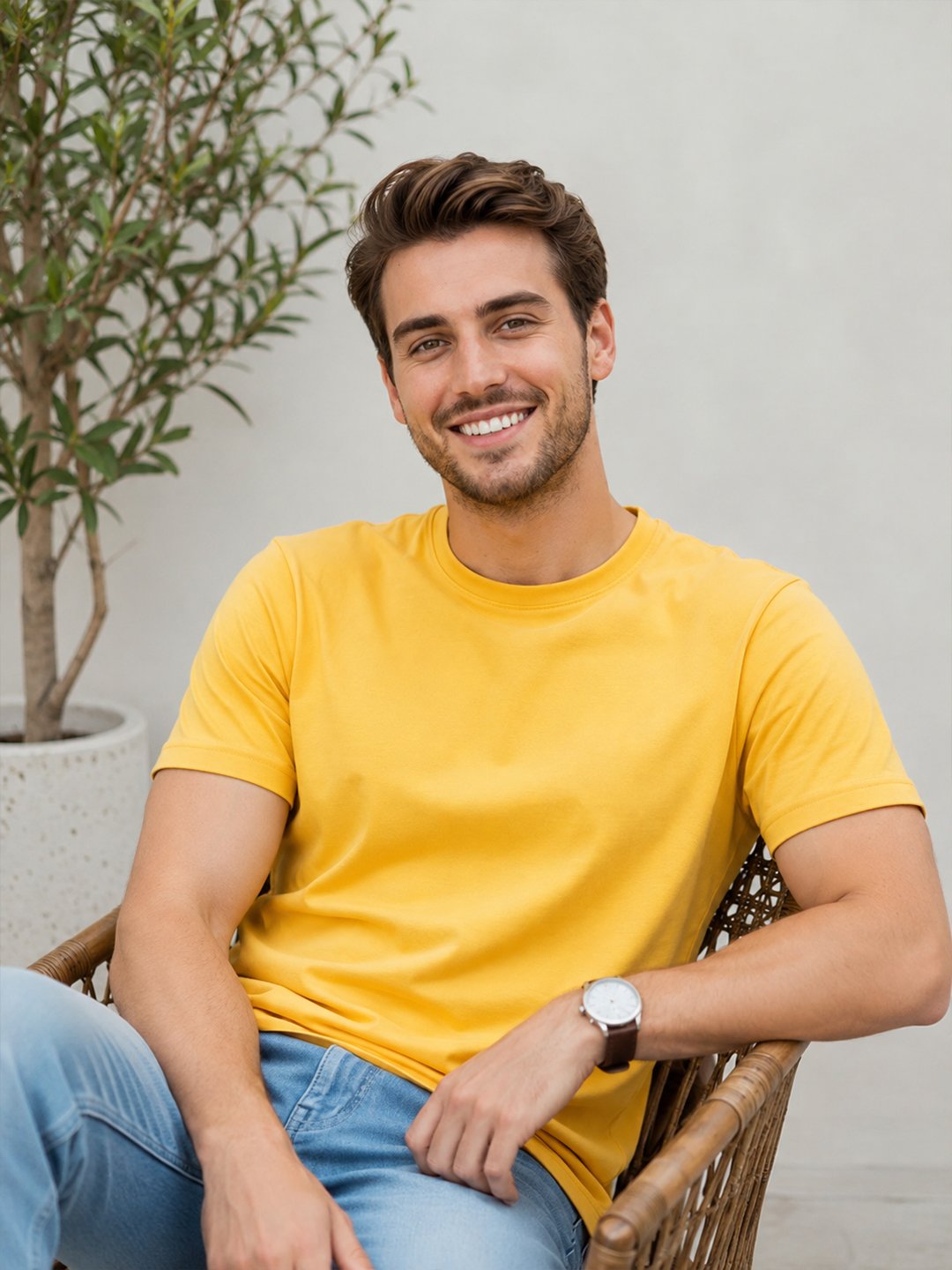 Regular fit casual t-shirt with short sleeves and simple neckline, perfect for creating relaxed everyday fashion outfits.