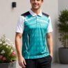 Sublimation T-shirt Blue Sky Sports polo t-shirt featuring a collared neckline, short sleeves and performance-inspired design for gym, training and outdoor activities.