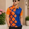 Sublimation T-shirts Blue Sports polo t-shirt featuring a collared neckline, short sleeves and performance-inspired design for gym, training and outdoor activities.