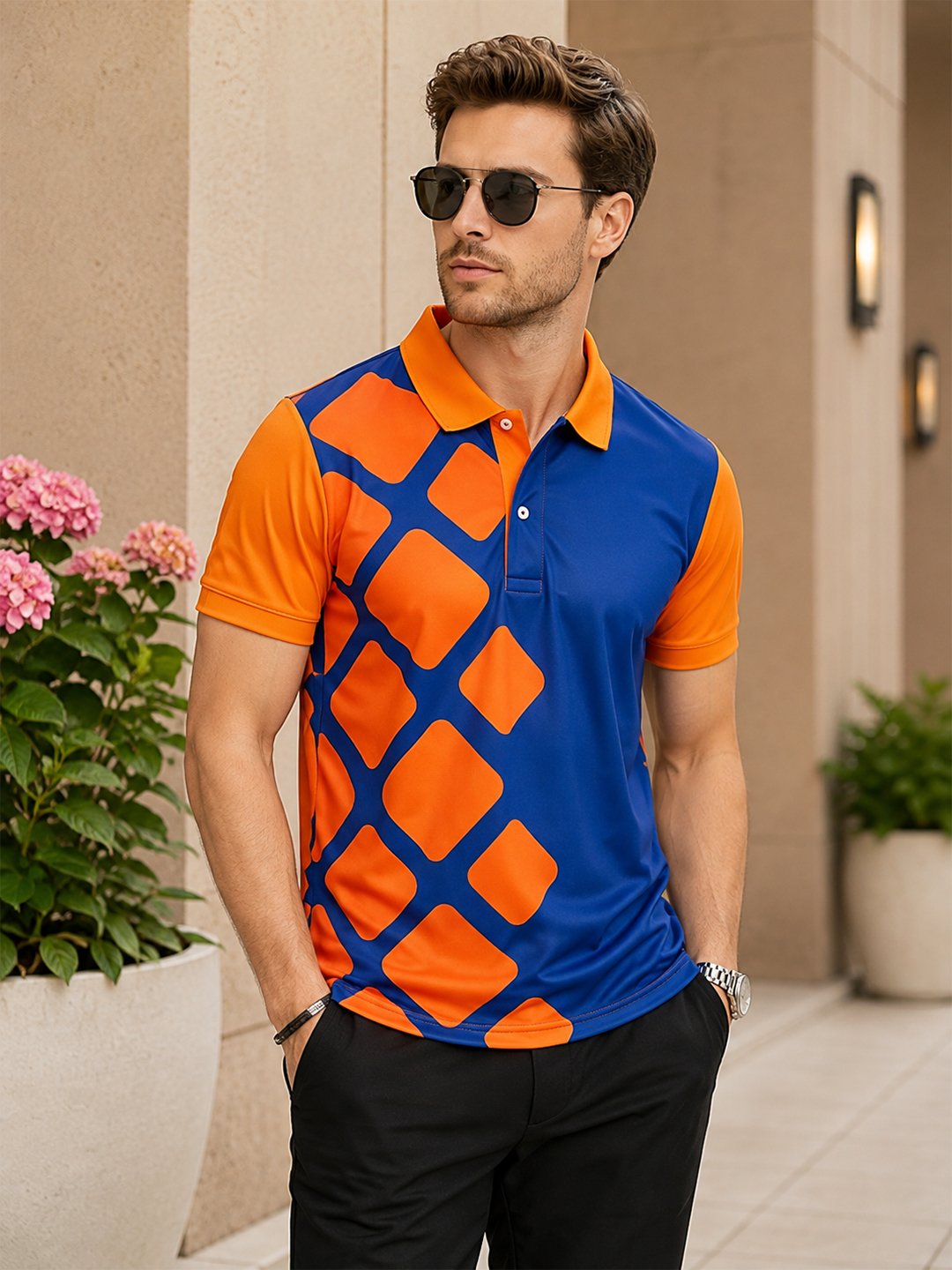Sublimation T-shirts Blue Sports polo t-shirt featuring a collared neckline, short sleeves and performance-inspired design for gym, training and outdoor activities.